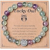 MAIBAOTA Elephant Gifts for Women Elephant/Cat/Turtle/Owl Bracelet 8 mm Round Gemstones Animal Style Bracelets Stretch Bracelet Christmas Gifts for Women