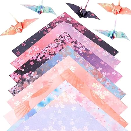 Amazon 1ページの折り 紙四角い紙 花柄 千羽鶴 手芸紙折り 桜の花 星空 模様 アートハンドクラフト 子供折り紙 千羽鶴用 結婚式 誕生日 飾り おりがみ 文房具 オフィス用品