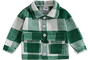 DOUHOOW Toddler Baby Flannel Jacket Baby Boy Girl Plaid Coat Button Down Kids Fall Winter Outerwear