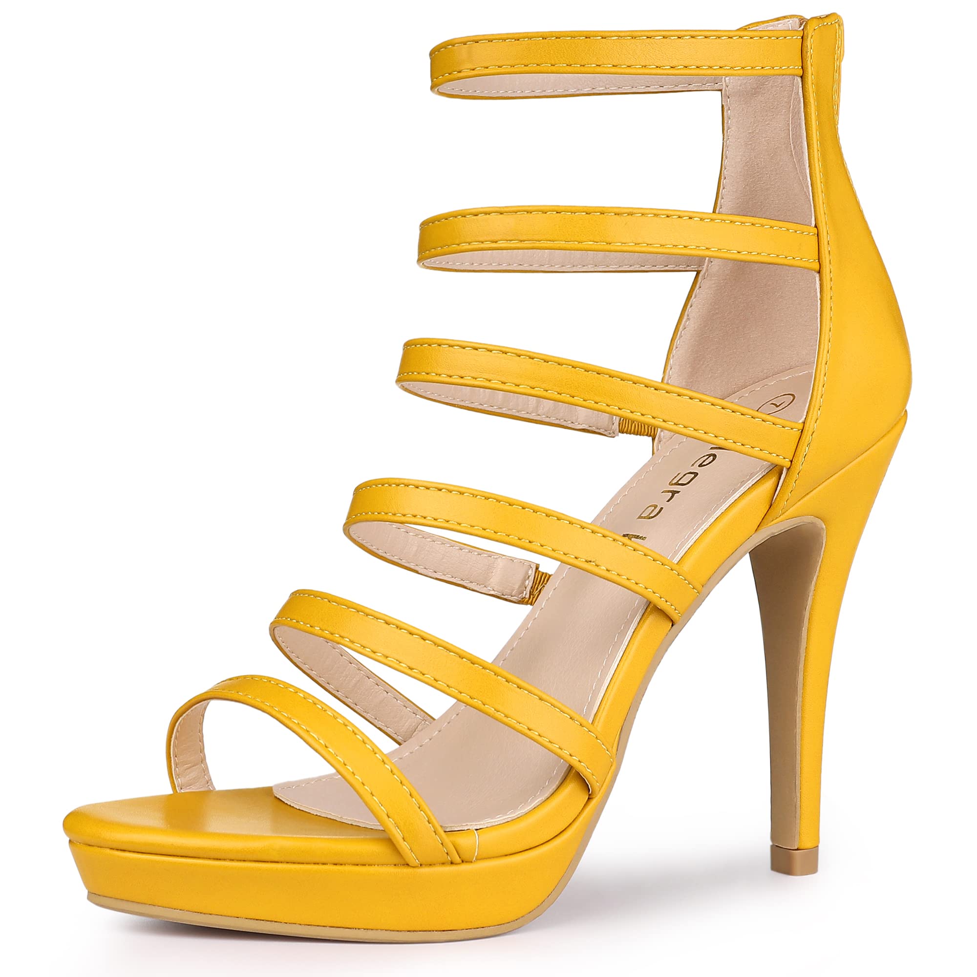 Photo 1 of Allegra K Women's Platform Gladiator Strappy Indianapolis Stiletto Yellow Heel Sandals 7.5 M US