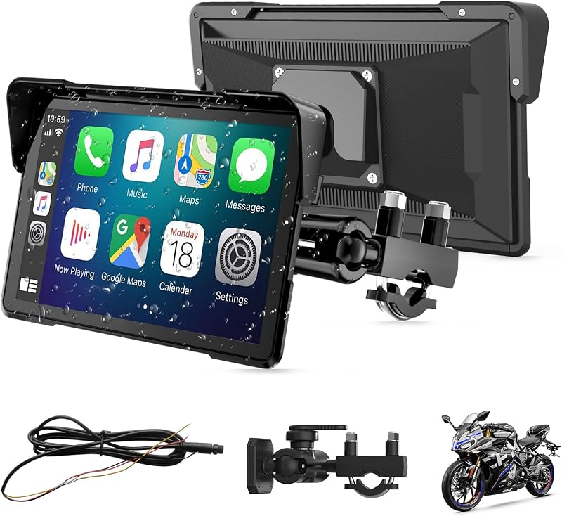 7" Motorrad CarPlay Display, IPX67, Dual Bluetooth, Kompatibel mit TPMS — Foto 1 von 6