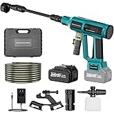 Cordless Pressure Washer, 6-in-1 Nozzle Battery Powered Pressure Washer, 700PIS Handheld Portable Power Washer with 4.0Ah Battery & Charger for Car, Home Cleaning & Garden Watering
