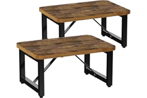 YAKANJ Step Stool (2 Pack),Sturdy Wooden Step Stool for Adults Kids Toddler,Heavy Duty Stable Foot Stool for Kitchen Bathroom Bedroom Closet Garden Living Room Hold Up to 500 Lbs-Brown