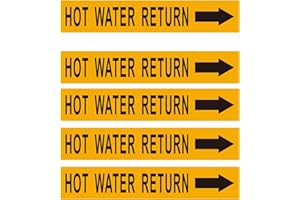 Pipe Flow Markers Label Stickers with Arrows 20 Packs 1-3/5 x 8 Inch Self-Stick Pipe Identification Marking Labels, Hot Water