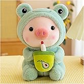 Pig Plush Pillow Pig Dressed Up As Frogs Tigers Rabbits Cute Plush Pillow Gifts for Boy Girl (9.8 in, Green)