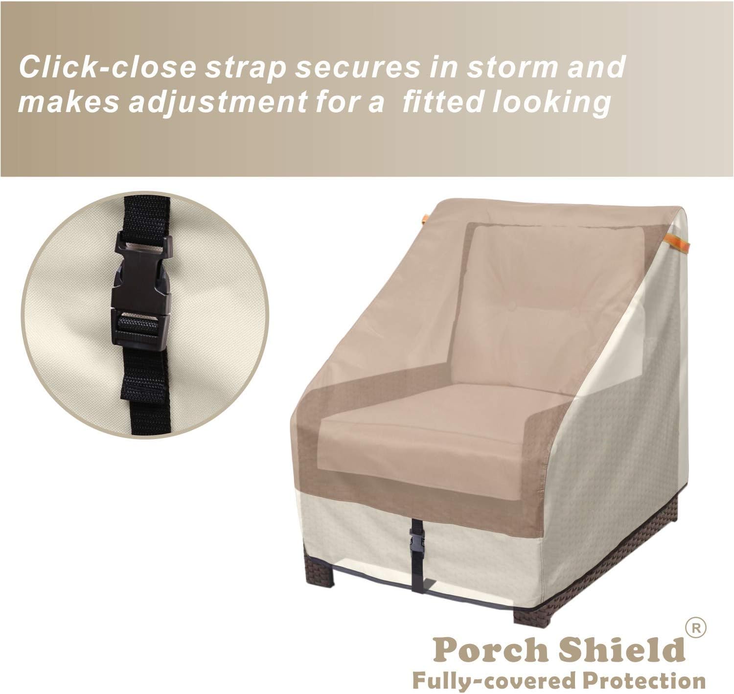 Porch Shield Patio Chair Covers - Waterproof Outdoor Single Armchair High Back Adirondack Chair Cover 2 Pack - 30W x 33D x 34H inch, Light Tan & Khaki : Garden & Outdoor