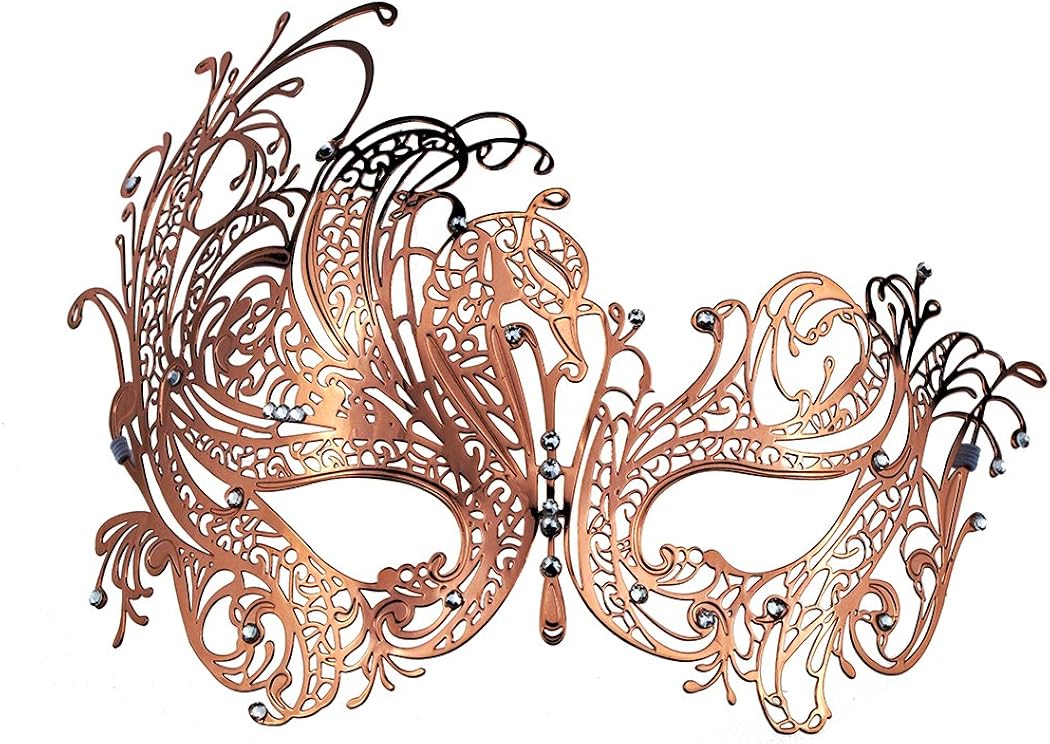 Coddsmz Masquerade Mask Halloween Mardi Gras Party Mask Metal for Lady Ball, Rose Gold
