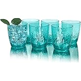 yongzhenlite Set of 6 Hammered Style 15-ounce/430ml Acrylic Glasses Plastic Tumbler,BPA Free,Dishwasher Safe (Teal)