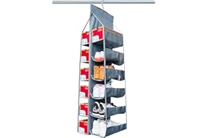 Zebricolo Hanging Shoe Rack: Extra Large 12-Pocket, Space Saving Closet Shoe Organizer, Grey
