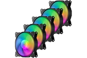 upHere 120mm 5V 3PIN Addressable RGB Case Fan Motherboard Sync Adjustable Colorful LED Fans with Controller 5x120mm PWM Fans PF1207-5