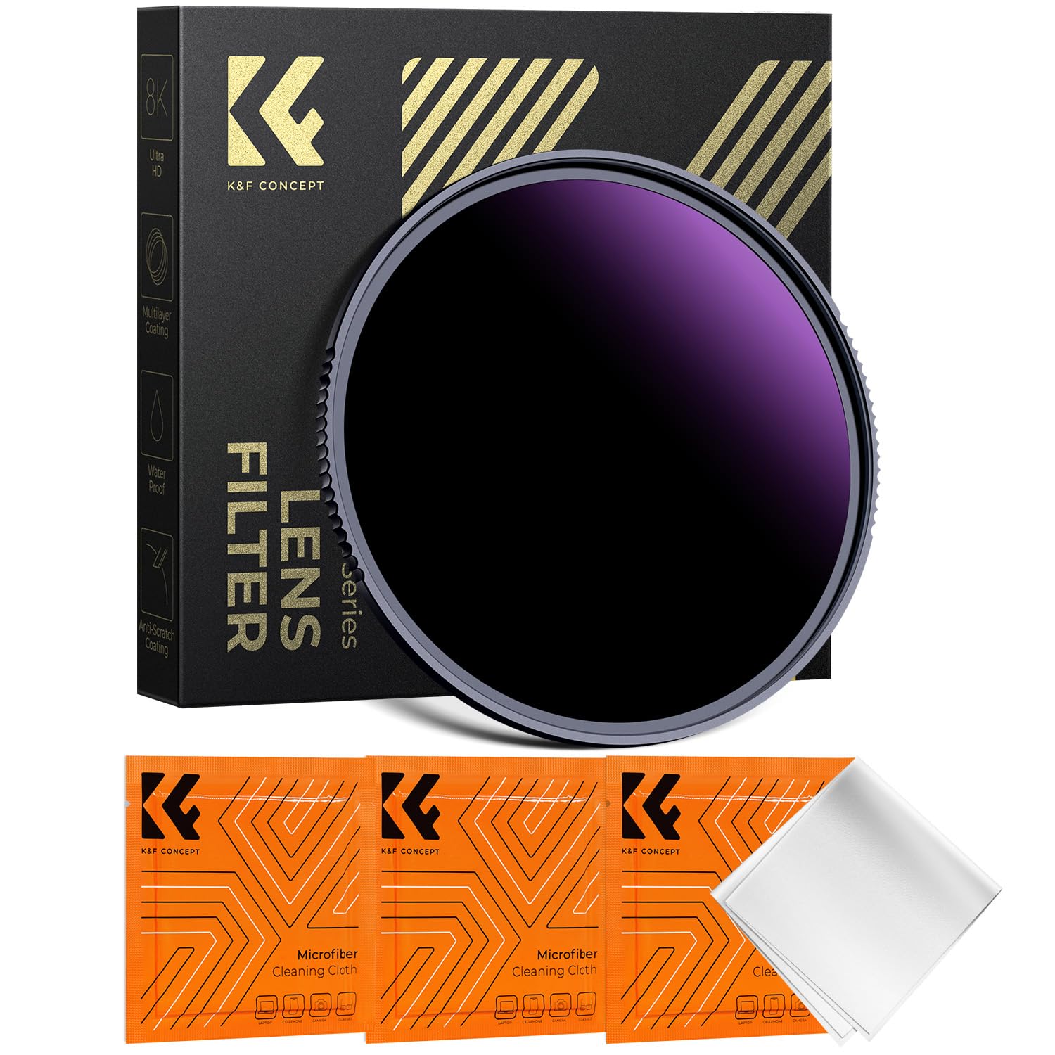 K&F CONCEPT 55mm ND1000000 Filter 20 Stop ND Filters Fixed ND Optical Glass Grey Neutral Density Filter for Camera Lens (Nano-X Series)