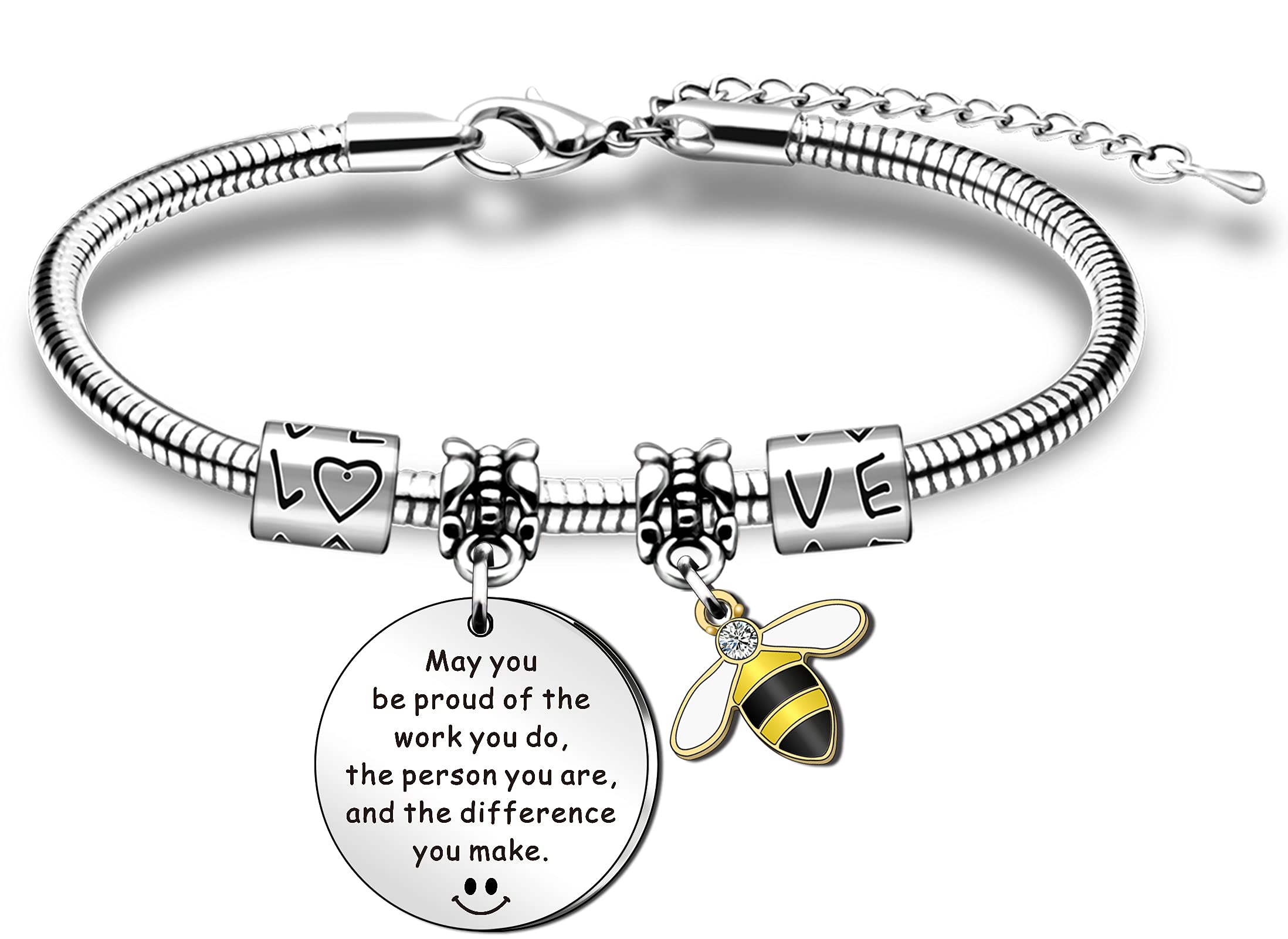 SMARGO Leaving Gifts for Colleagues Thank You Bracelet for Women Thanksgiving Day Birthday Christmas Gifts May You Be Proud of The Work You Do Bracelet Present