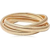 HUASAI Gold Bangles for Women Non Tarnish Chunky Gold Bracelets Trendy Stackable Gold Bracelet Set Minimalist Jewelry Gift