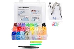 Lemonfilter Snap Button with Snap Pliers Kit, 400 Sets Snap Fastener T5 Plastic No-Sew Buttons, Starter Fasteners Poppers Press DIY Studs Kits for Sewing Clothing & Diapers Rain Coat Crafting