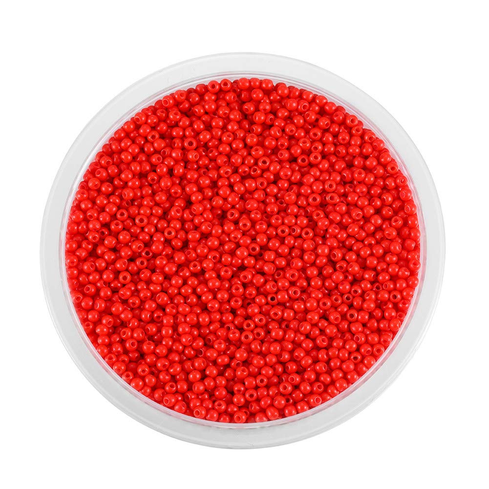 Around 9000pcs Opaque Glass Seed Beads Round Pony Bead Mini Spacer Beads 2mm for Jewellery Making Hair Accessories Beadwork Craft (Red)