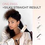 TYMO Hair Straightener Brush UK 2-in-1 Anti-Scald 5 Temp Settings 130-210C Peach view 2