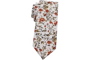 Mantieqingway Men's Skinny Tie, Cotton Floral Ties for Men Wedding Necktie for Groom, Groomsmen, Missions, Dances