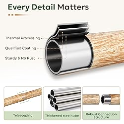 Zeerobee Wood Curtain Rods for Windows 32 to 168, 1