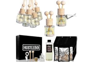 HUSTLE BOX Cherry Luxe Hanging Car Air Freshener and Essential Oil Diffusers with Vent Clips - 25-pack Automobile Aromatherapy Diffuser Bottles - Kit Ideal for Resale, Gifts & Party Favors