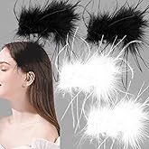 4 Pcs Ostrich Feather Hair Clips Retro Hairgrip Vintage Elegant Luxury Headpiece Bride Party Festival Wedding Jewelry Accessories for Women (Black+White)