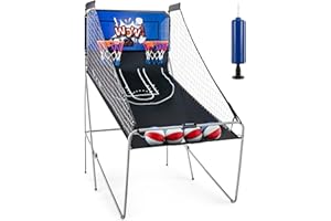 Giantex Dual Shot Electronic Basketball Arcade Game with 8 Game Modes, 2 Hoops, 4 Balls, Air Pump, LCD Scoreboard for Adults and Kids
