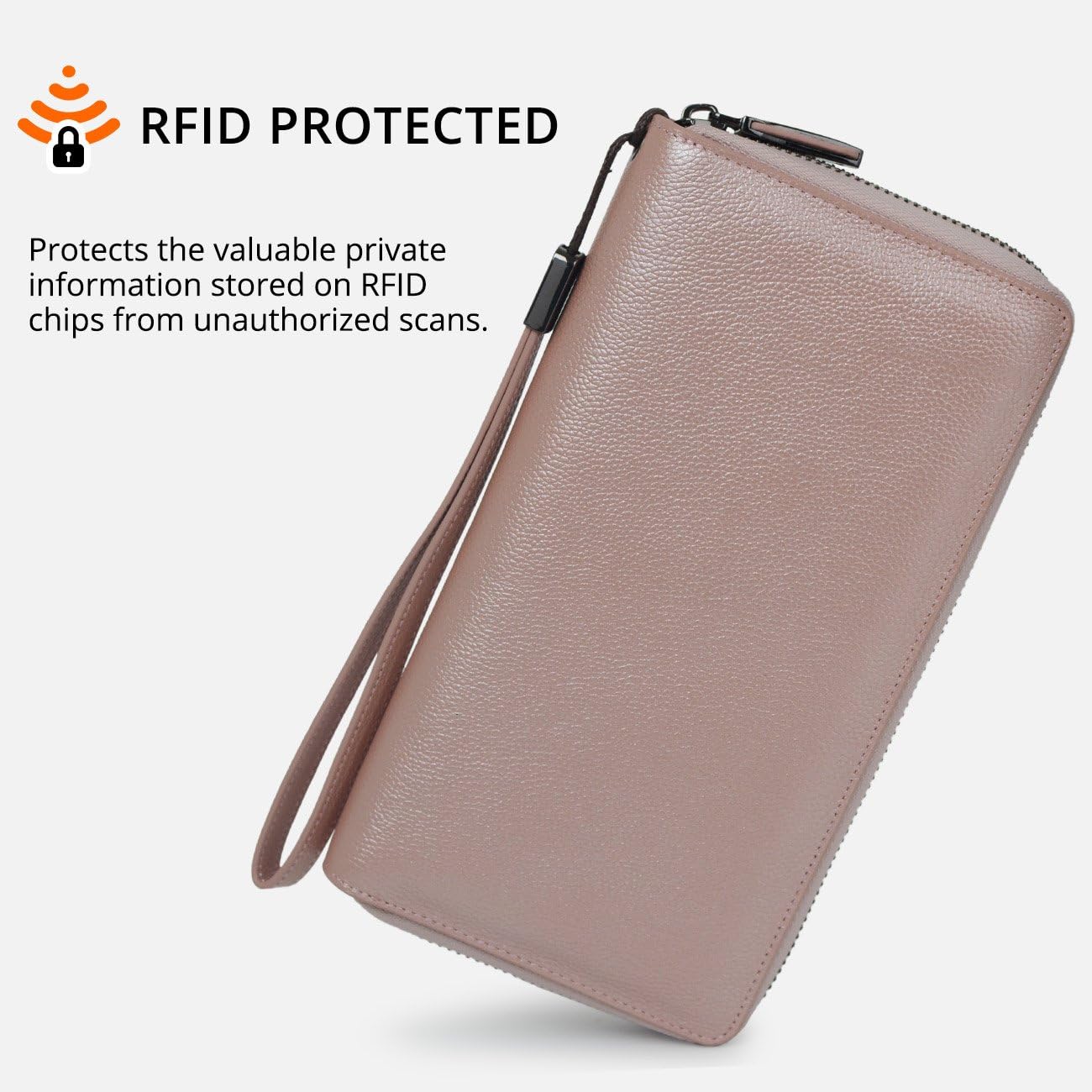 Rfid Blocking Purses for Women Real Leather Zip Around Large Travel Mobile Phone Ladies Long Money Purses Wallet - Image 3