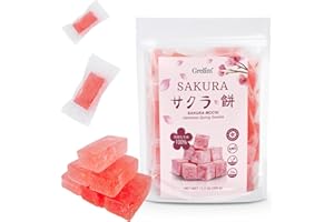 GRELIM Japanese Sakura Mochi Candy 11.3Oz, Traditional Cherry Blossom Rice Cakes Individually Wrapped No Artificial Colors and Preservatives 320g