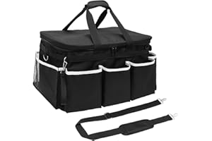 Cleaning Caddy Bag, Large Capacity Cleaning Supplies Organizer, Car Trunk Organizer with Detachable Shoulder Strap for Polish