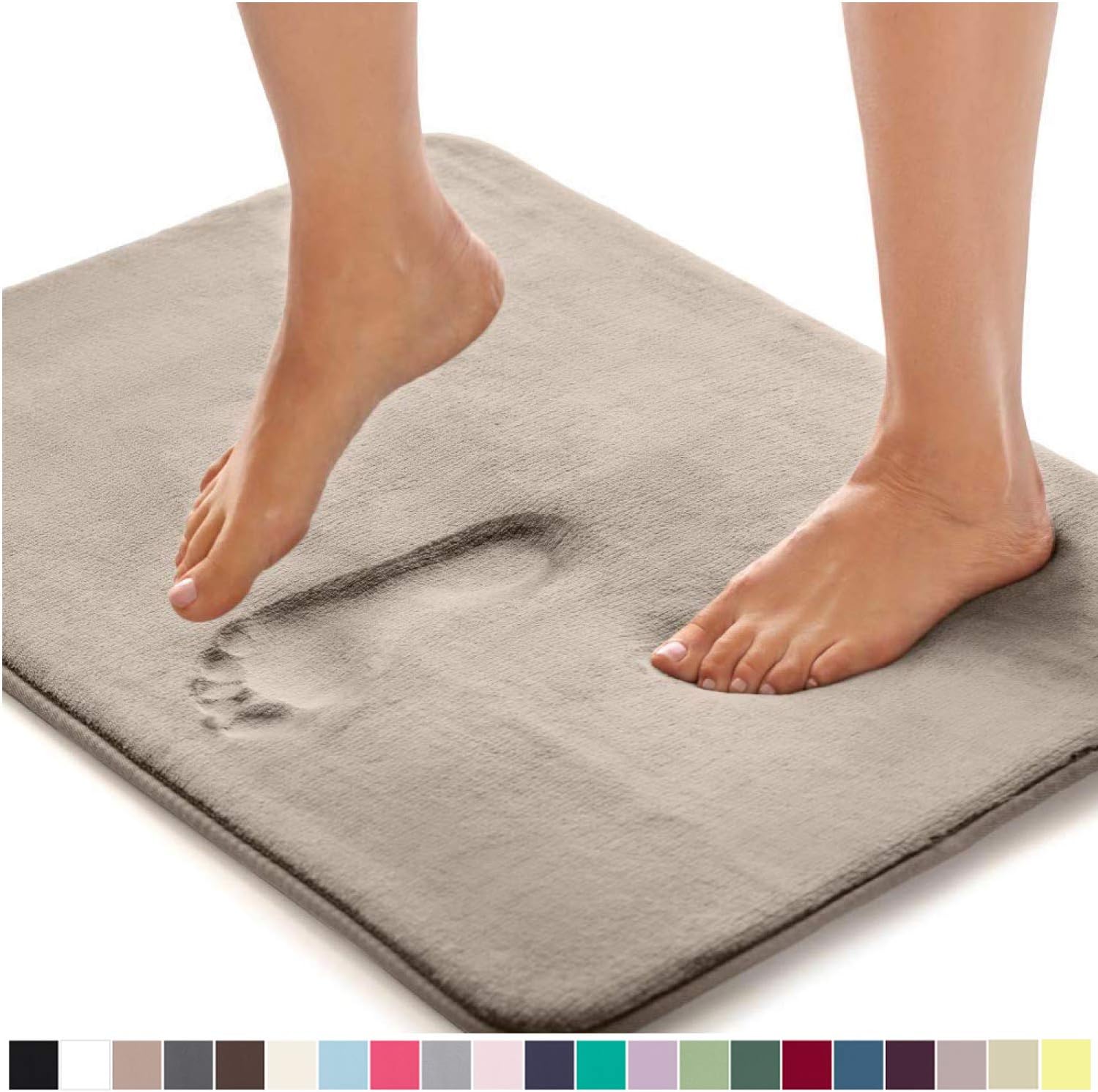 Gorilla Grip Original Thick Memory Foam Bath Rug, 42x24, Cushioned Soft Floor Mats, Absorbent Premium Bathroom Mat Rugs Rugs, Machine Washable, Luxury Plush Comfortable Carpet for Bath Room, Beige