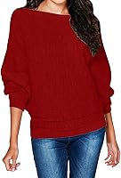 SUNNOW Autumn Fashion Women's O-Neck Batwing Sleeve Loose Knitted Pullover Sweater