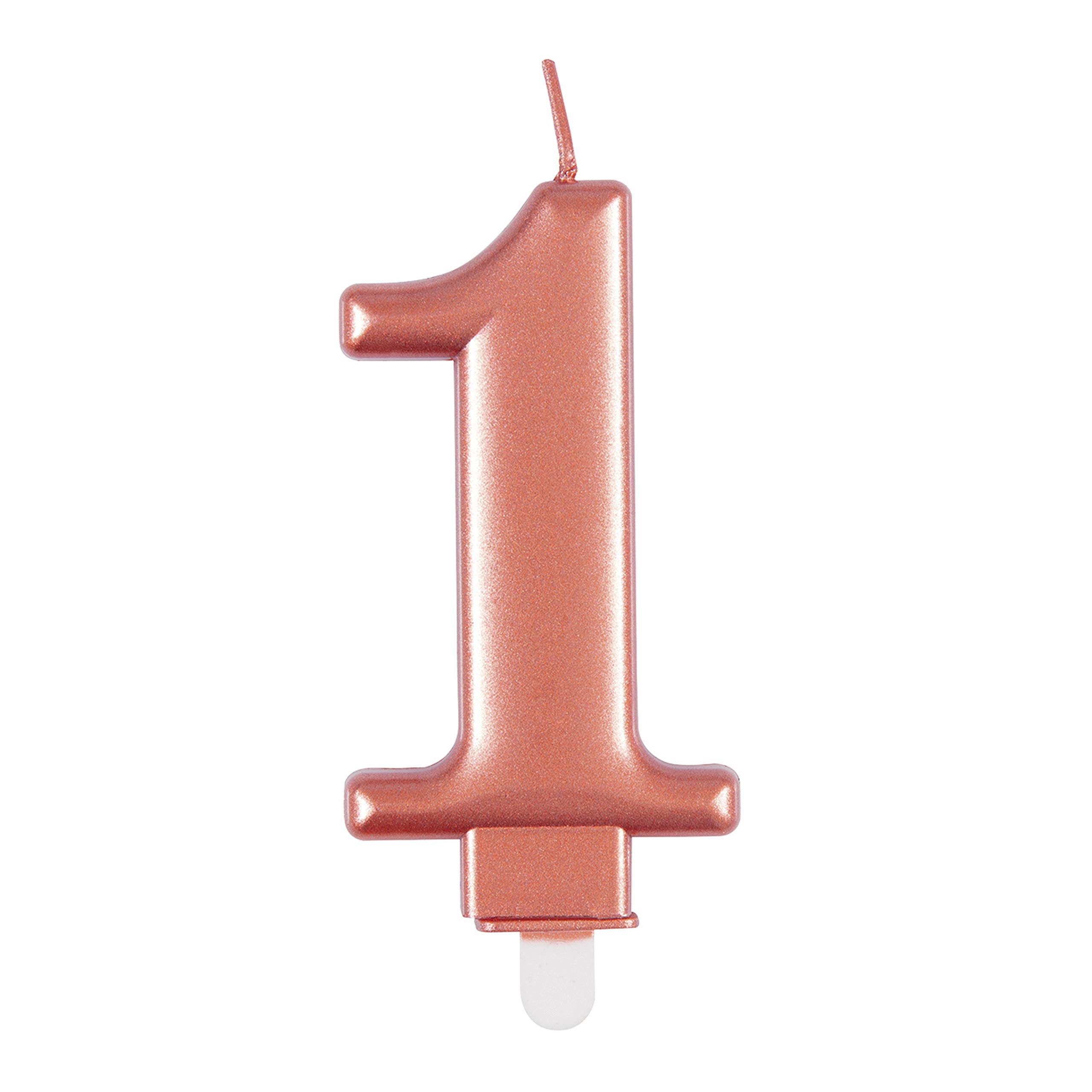 Elegant Metallic Rose Gold Number 1 Birthday Candle - Perfect for Birthday Parties, Anniversaries & More - 1 Pc