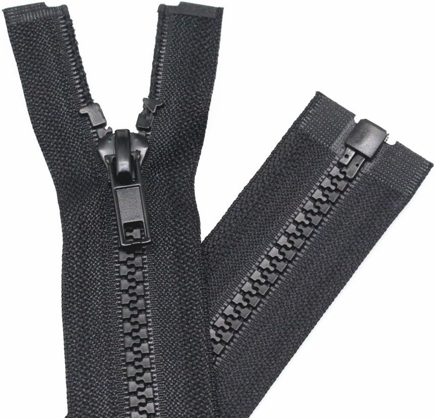 YaHoGa 2 stuks 112 cm #5 ritssluiting kunststof 2-weg deelbaar zwart 5 mm ritssluiting voor manteljassen (2-weg