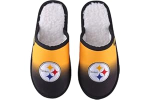FOCO NFL Men's Official Primary Logo Embroidered Sherpa Lined Gradient Scuff Slide Slippers