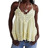 Women Sleeveless Tank Tops Lace Solid Color See Through Spaghetti Strap Cami Shirts V Neck Backless Smocked Tops