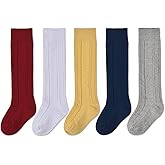EPEIUS Baby Knee High Socks - Baby Girls Seamless Tube Ruffled Stockings Cotton Long Socks Over the Knee Sox 0-6 Years