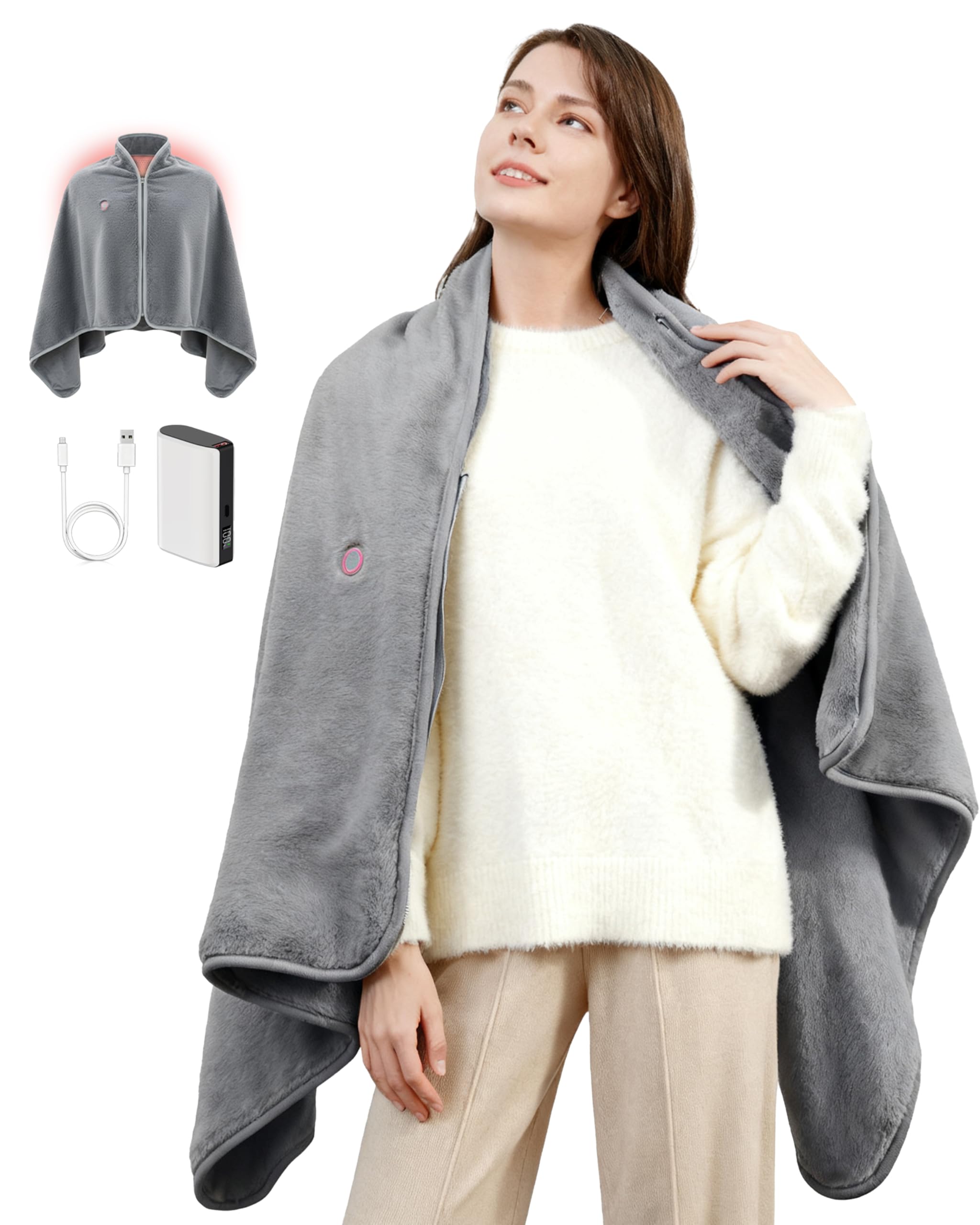 Photo 1 of RayoLife Cordless Heated Blanket, Battery Operated Portable Heated Throw with Rechargeable Battery Pack, Ultra-Soft Faux Rabbit Fur for Couch, Office, Camping & Travel