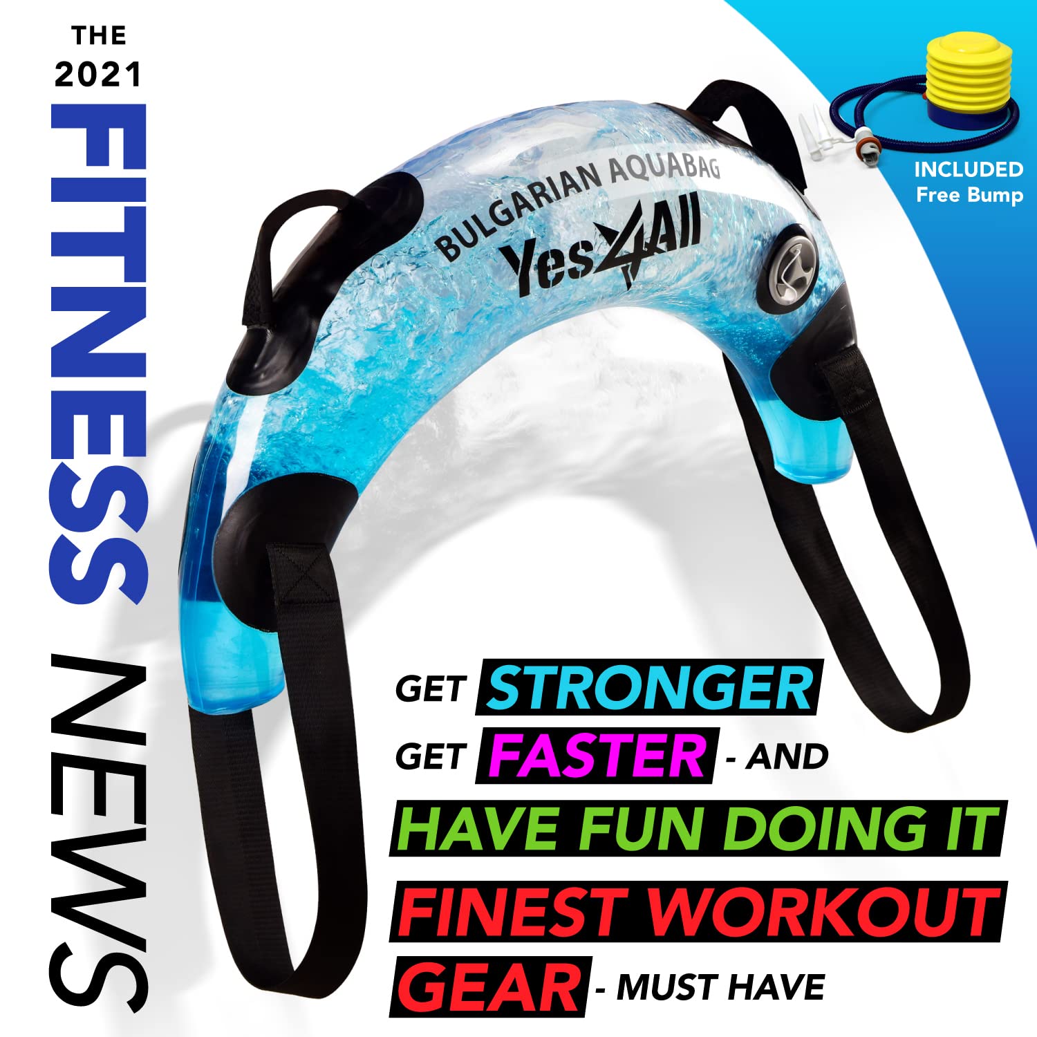 Yes4All Large Aqua Bags for Workout 45-80lbs - Ultimate Core Water Weights Aqua Bag - Portable Stability Fitness - Perfect Agility, Durability for Indoors and Outdoors - Clear & Dark Blue