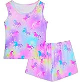 Girls Pajamas for kids Sleepwear Girl Tank Tops Pjs Shorts Set 2Pcs for Teen Girls Summer Casual Clothes