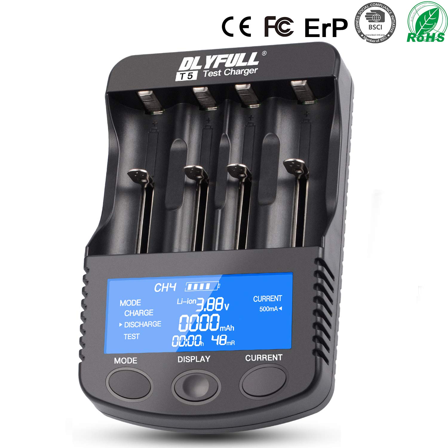 18650 Smart Battery Charger Universal Intelligent Charger LCD Display for 26650 18350 17670 18700 21700 20700 Li-ion IMR INR ICR Ni-MH Ni-Cd AAA AA ...