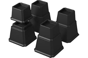 Napnapday Bed Risers 6 inch Heavy Duty in Adjustable Heights of 6, 4 or 2 Inches Bed Elevators, 1,500 lbs Lifts Up Furniture Riser for Sofa and Table Set of 4, Black