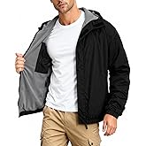 GINGTTO Mens Winter Jacket Softshell Fleece Lind with Detatchable Hood,Reversible Bomber Windbreaker for Men