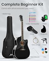 Moukey Acoustic Guitar Full Size 41 Inch Cutaway Beginner Kit with Accessories view 2