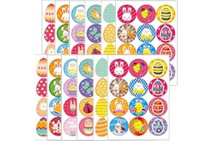BIEAEIA Easter Gift Tags Stickers, Easter Theme Stickers, 72 Designs, Self Adhesive Tag Stickers, Novelty Assorted Easter Bunny Eggs Stickers Easter Decorative Present Labels