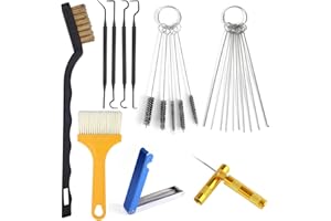 Carburetor Cleaning Kit – Carb Jet Cleaner Tool Set 9Pcs with 23 Stainless Steel Needles, Nylon Brushes & Cleaning Hooks for 