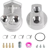Oil Filter Mount Kit, 1/2 in NPT Female Port, 3/4-16 in Center Thread | Ports Up, Aluminum, Universal