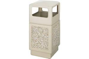 Safco Products Canmeleon Outdoor-Indoor Aggregate Panel Trash, Garbage Can 9472TN, Tan, 0tural Stone Panels, Outdoor-Indoor Use, 38-Gallon Capacity
