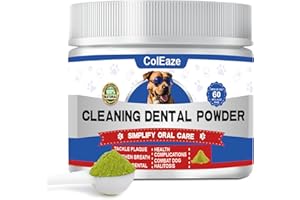 COLEAZE Dog Teeth Cleaning Powder, Dog Breath Freshener, Dog Dental Powder with Natural Herbal Blend, Targets Tartar, Reduces Plaque & Bad Breath, Dog Dental Care Made Easy, for All Ages, 6.35oz