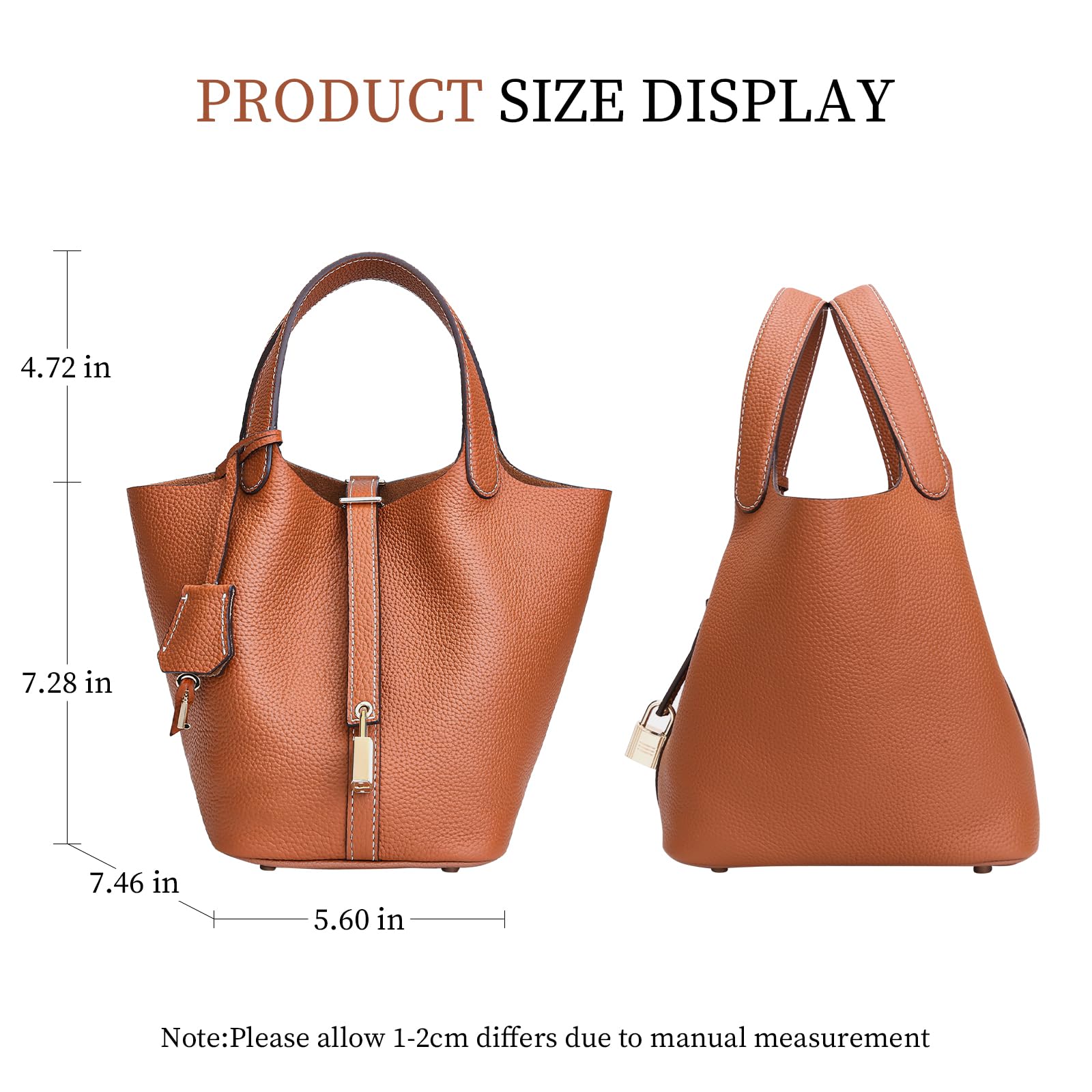 Designer Leather Bucket Bags for Women: Trendy Genuine Leather Tote Purses - Luxury Satchel Top-Handle Handbags for Travel