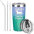 Qtencas Horse Gifts For Horse Lover, Horses Keep Me Stable Travel Tumbler, Birthday Christmas Gifts for Horse Lovers, Women, Friends, 20 Oz Insulated Stainless Steel Horse Tumbler, Glitter