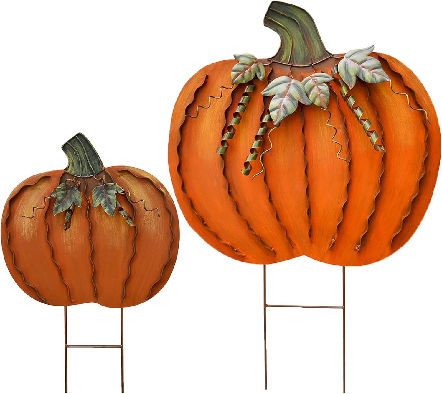Decorative Garden Stakes - Metal Pumpkin Stakes Yard Signs Fall Decor Decorative Garden Stake Lawn Pumpkins Ornaments Outdoor Autumn Decoration for Harvest Halloween Thanksgiving (17.5